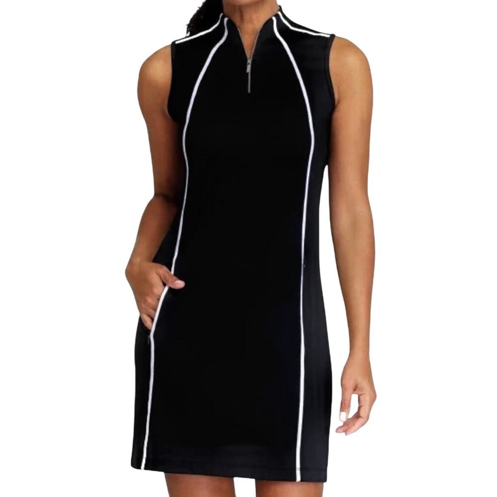NWOT Tail Black Sleeveless Mini Dress with White Piping Accents